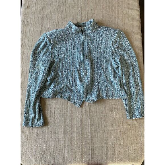 ST JOHN Evening Turquoise Aquamarine Decorative Cardigan Sweater 12 - Picture 5 of 16